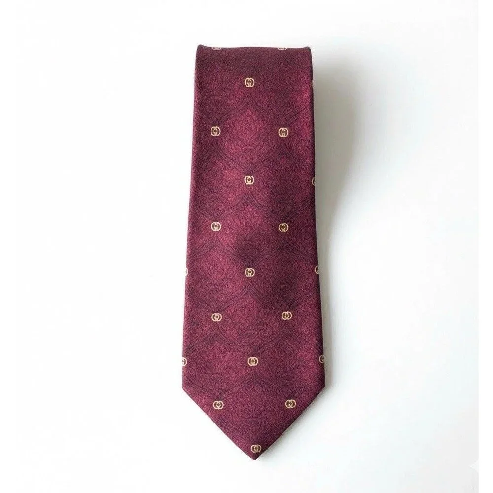Vintage GUCCI Necktie GG Logo Silk Made In Italy Old Money Quiet Luxury Occasion